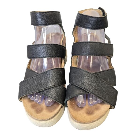 Fly London Women's Wedgefly Black Leather Platform Sandals EU 39 - Picture 2 of 16